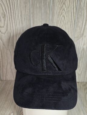 Calvin Klein Black Faux Suede Dad Hat With CK Logo Adult Adjustable